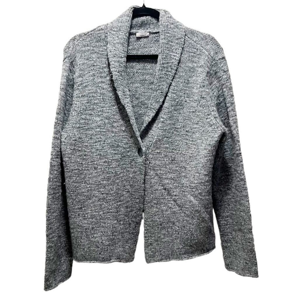 J. Jill Gray Wool Alpaca Blend Knit Cardigan Sweater Size Medium
